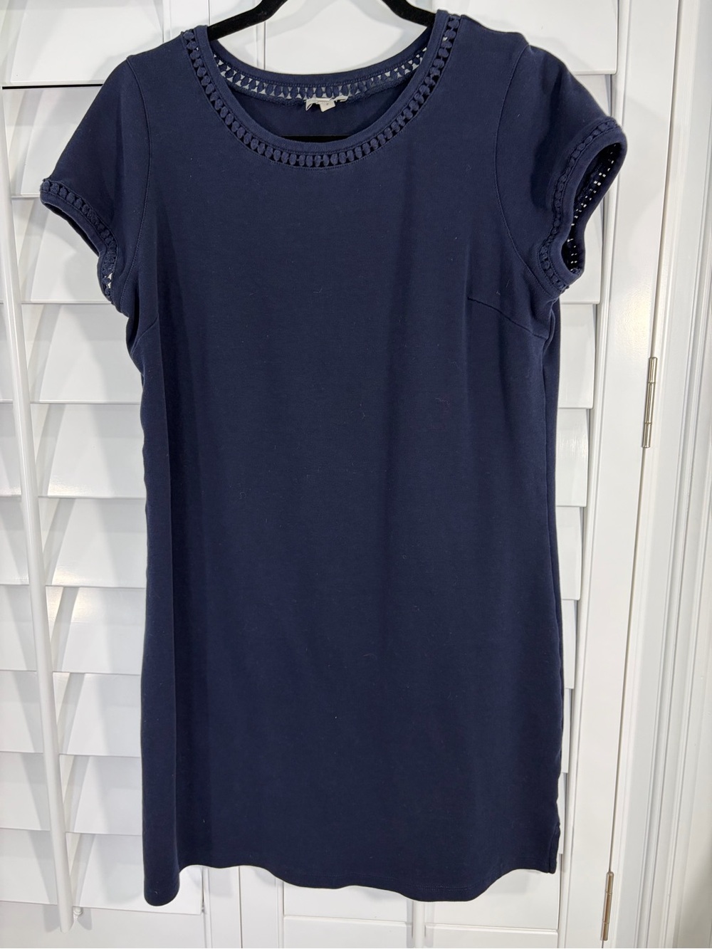 Talbots Navy Crochet-Trim Knit Top (LP)
